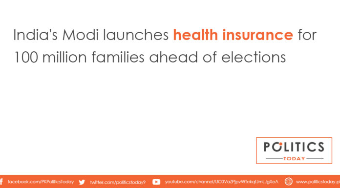 India's Modi launches health insurance for 100 million families ahead of elections