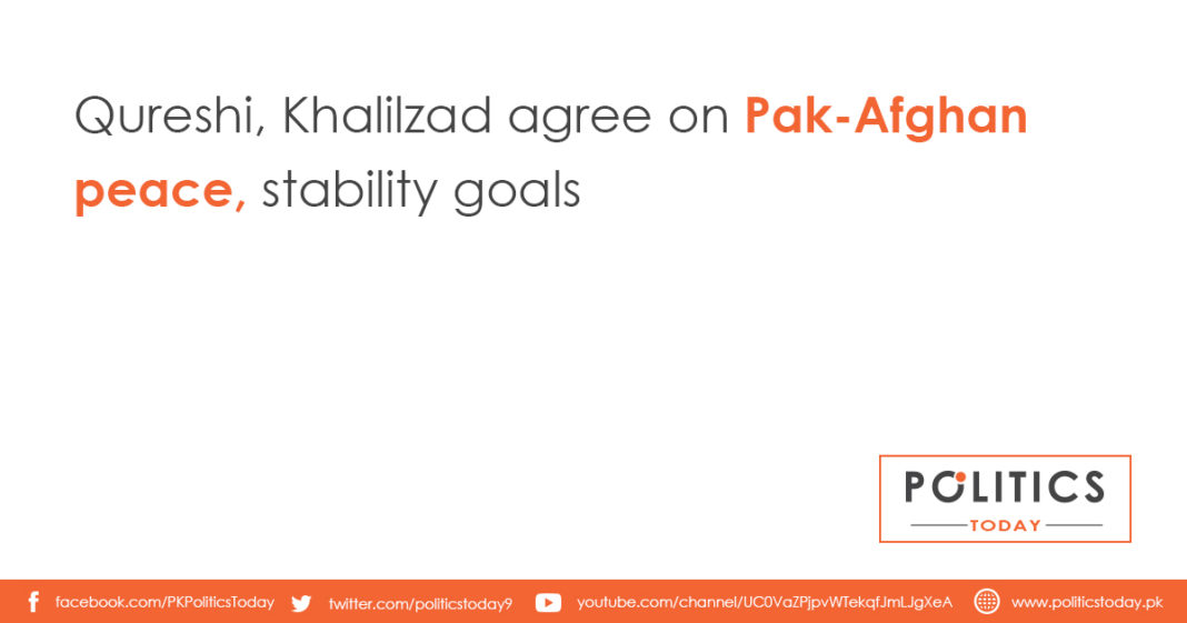 Qureshi, Khalilzad agree on Pak-Afghan peace, stability goals