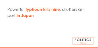 Powerful typhoon kills nine, shutters airport in Japan