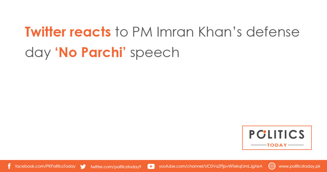 Twitter reacts to PM Imran Khan’s defense day ‘No Parchi’ speech