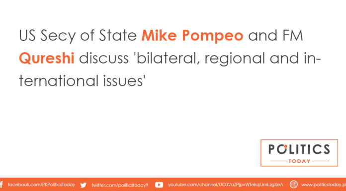 US Secy of State Mike Pompeo and FM Qureshi discuss 'bilateral, regional and international issues'