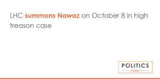 LHC summons Nawaz on October 8 in high treason case