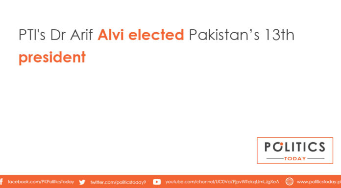 PTI's Dr Arif Alvi elected Pakistan’s 13th president