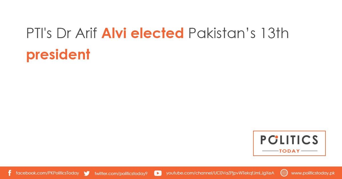 PTI's Dr Arif Alvi elected Pakistan’s 13th president