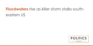 Floodwaters rise as killer storm stalks southeastern US