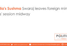 India's Sushma Swaraj leaves foreign ministers' session midway