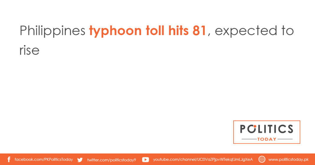 Philippines typhoon toll hits 81, expected to rise