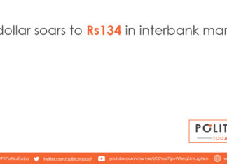US dollar soars to Rs134 in interbank market