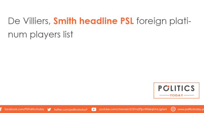 De Villiers, Smith headline PSL foreign platinum players list