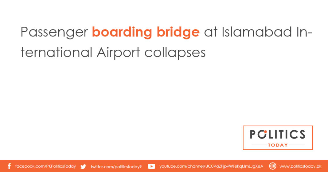 Passenger boarding bridge at Islamabad International Airport collapses