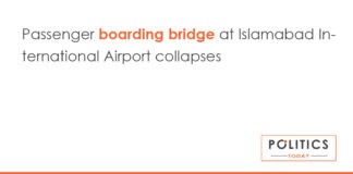 Passenger boarding bridge at Islamabad International Airport collapses