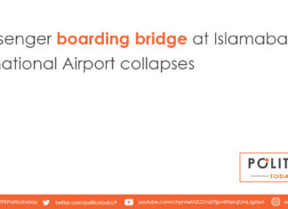 Passenger boarding bridge at Islamabad International Airport collapses