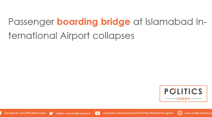 Passenger boarding bridge at Islamabad International Airport collapses